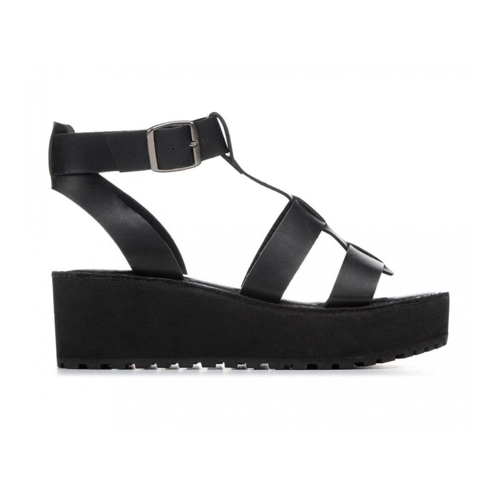 Makalu California Kara Platform Wedge Sandals Black Women’s Size 8M